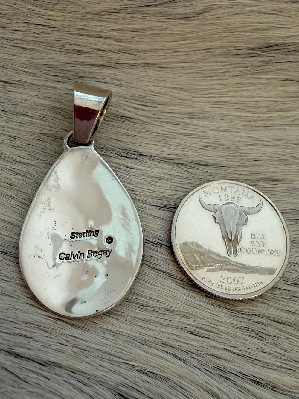 ❤️ Navajo Signed Calvin Begay Spirit Bear Sunrise MultiStone Inlay 925 Pendant - Picture 9 of 14
